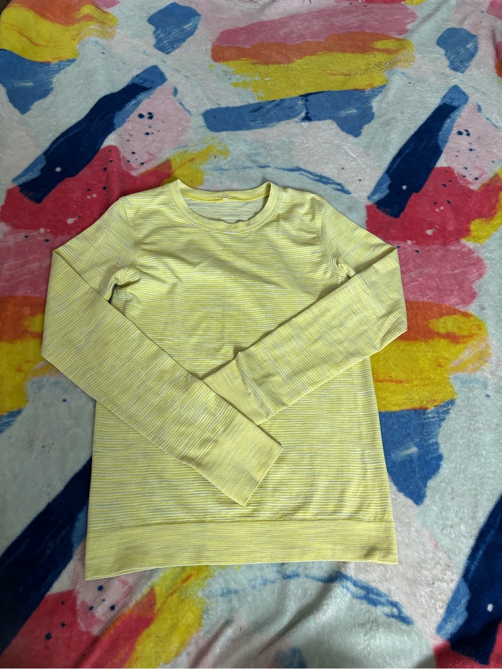 lululemon athletica Long Sleeve Crew Top - Light Yellow Striped